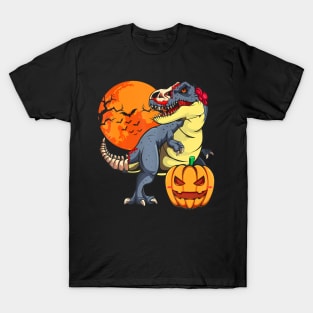 Dinosaur T-rex Pumpkin Mummy Boys Halloween Party T-Shirt